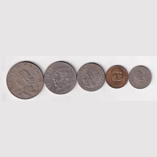 Mexico Rare 5 Different Denomination Rare ( 5 Coin Set)