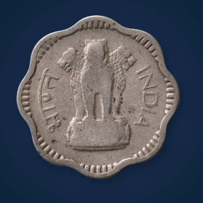 Rare 10 Naye Paise 1960 Republic India Ashoka Lion Mumbai Mint Coinage India Coin # A1131