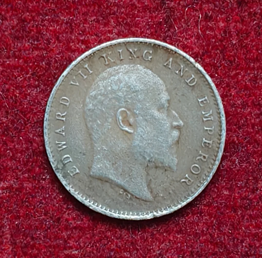 British-India 2 Annas (Edward VII) 1910 Rare Silver High Grade Coin