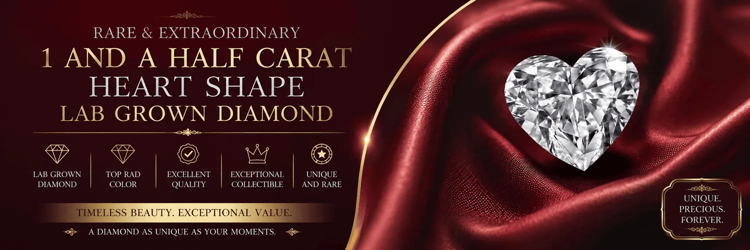 One and a half carat heart-cut lab grown diamond
