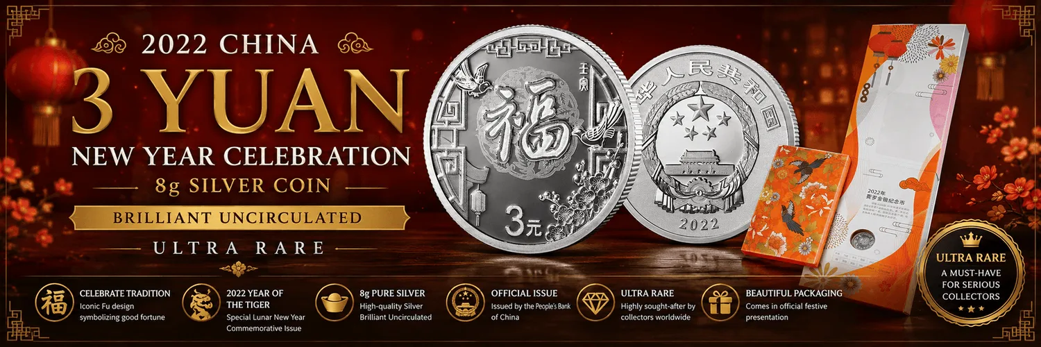 2022 3 Yuan China New Year 8g silver coin