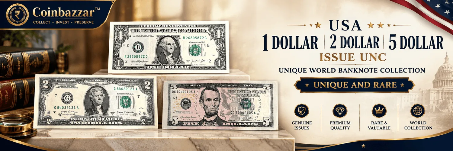 USA 1, 2 and 5 Dollar UNC banknote collection